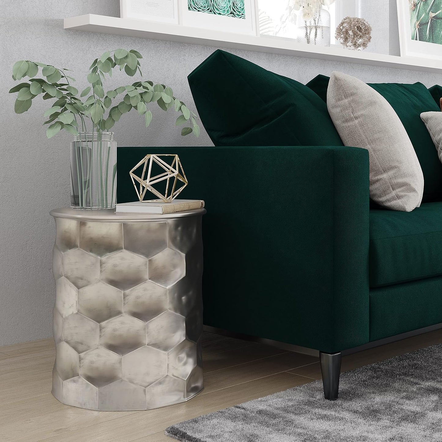 SIMPLIHOME Whitney Industrial 17 inch Wide Metal Storage Accent Side Table in Antique Silver , Fully Assembled for the Living Room and Bedroom