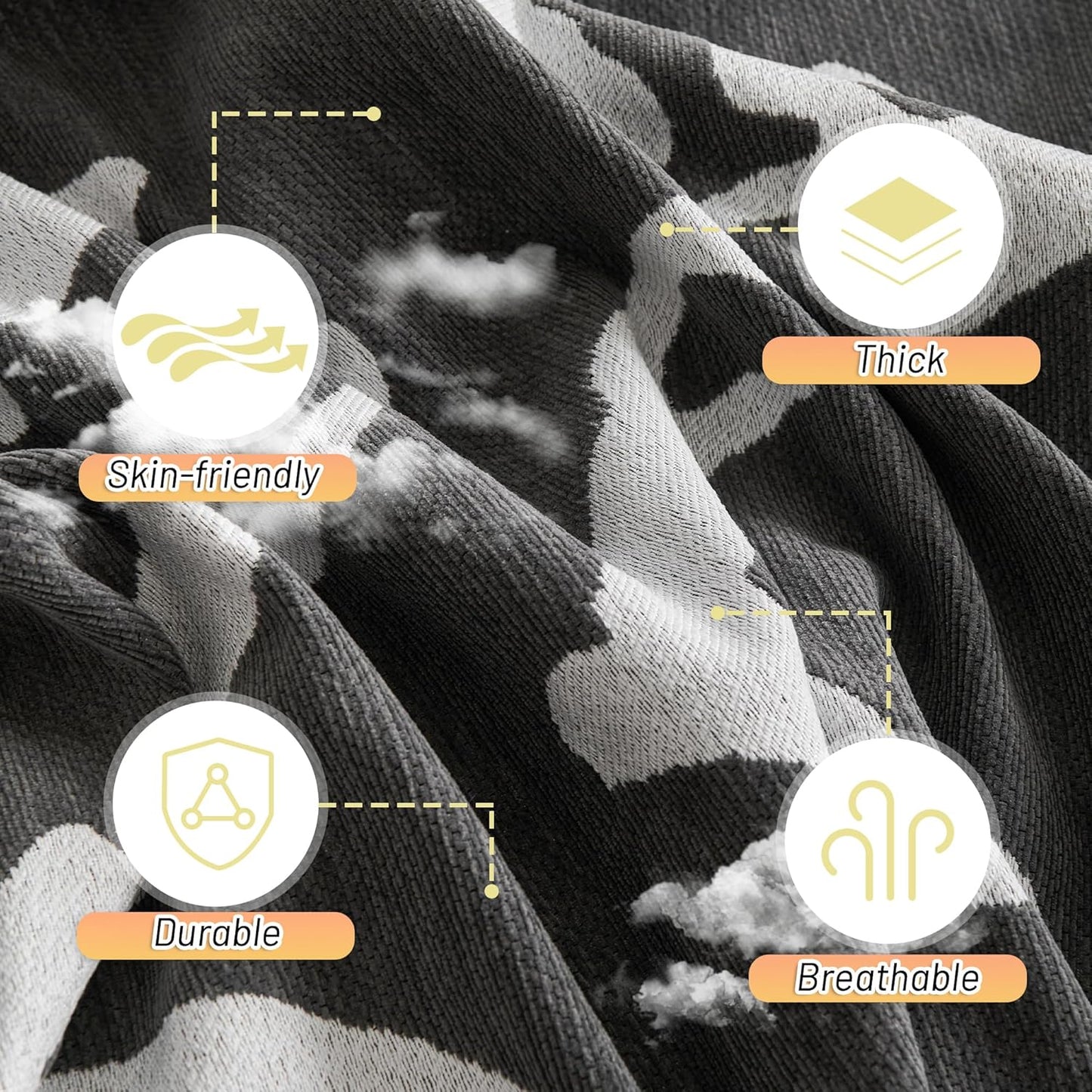 MYSKY HOME Boho Couch Cover Sofa Covers, Couch Covers for 2 Cushion Couch Sofa, Chenille L Shape Sectional Couch Cover - Pet-Friendly, Machine Washable, Sofa Protector for Kid, 71"x118", Grey Geometry