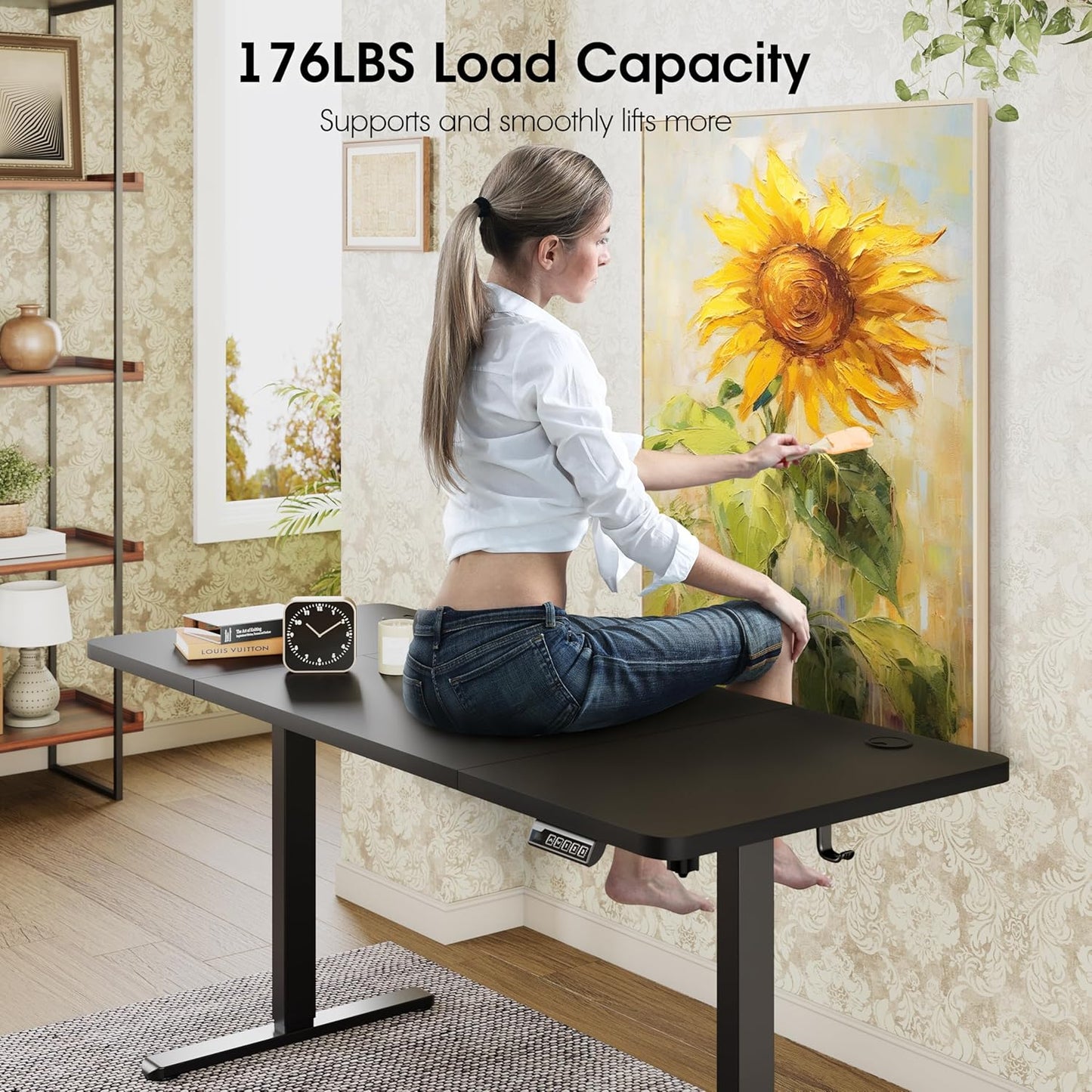 Monomi Electric Standing Desk, 71 x 31.5 inches Height Adjustable, Ergonomic Home Office Sit Stand Up Desk with Memory Preset Controller (Black Top/Black Frame)