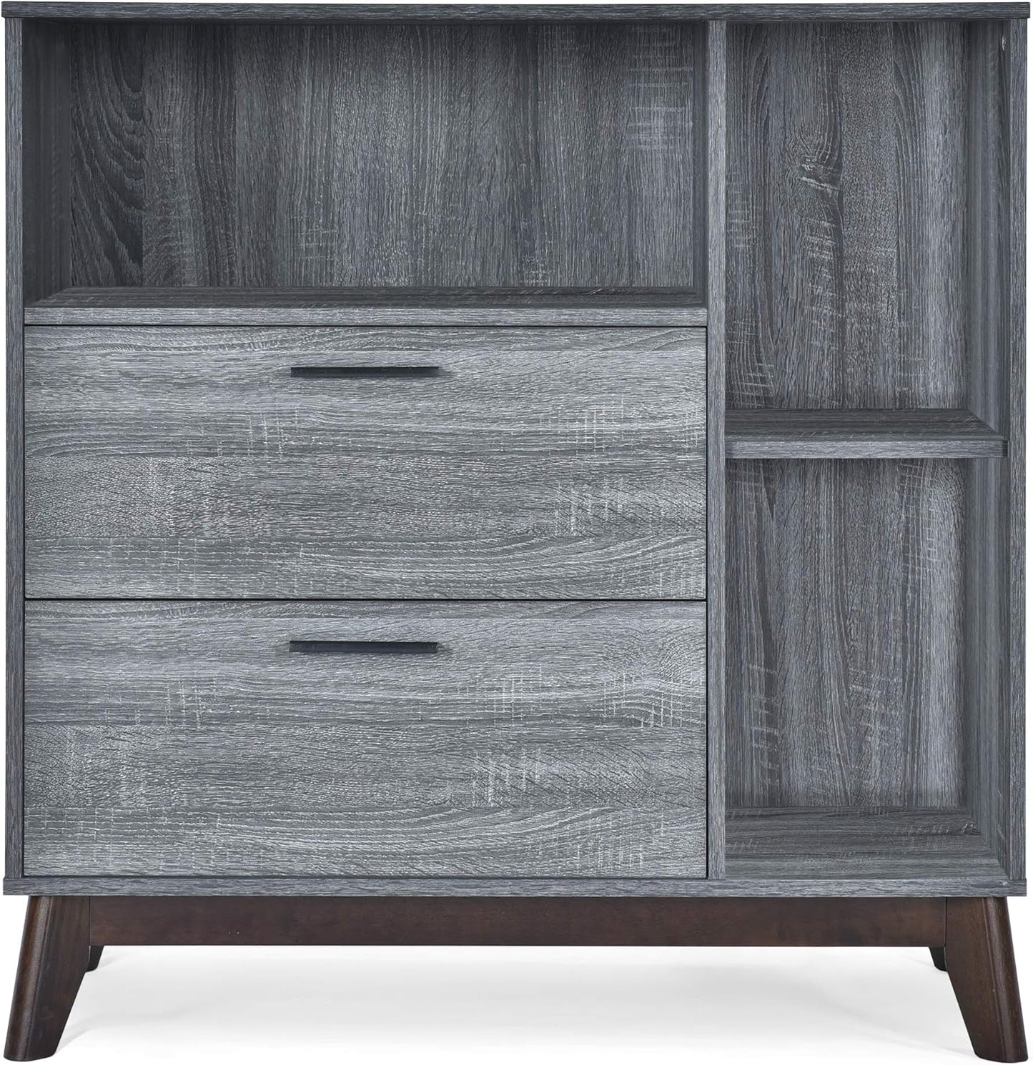 Merax Sideboard Buffet Accent Storage Cabinet with Two Drawers for Living Room, Entryway, Kitchen or Hallway, Grey