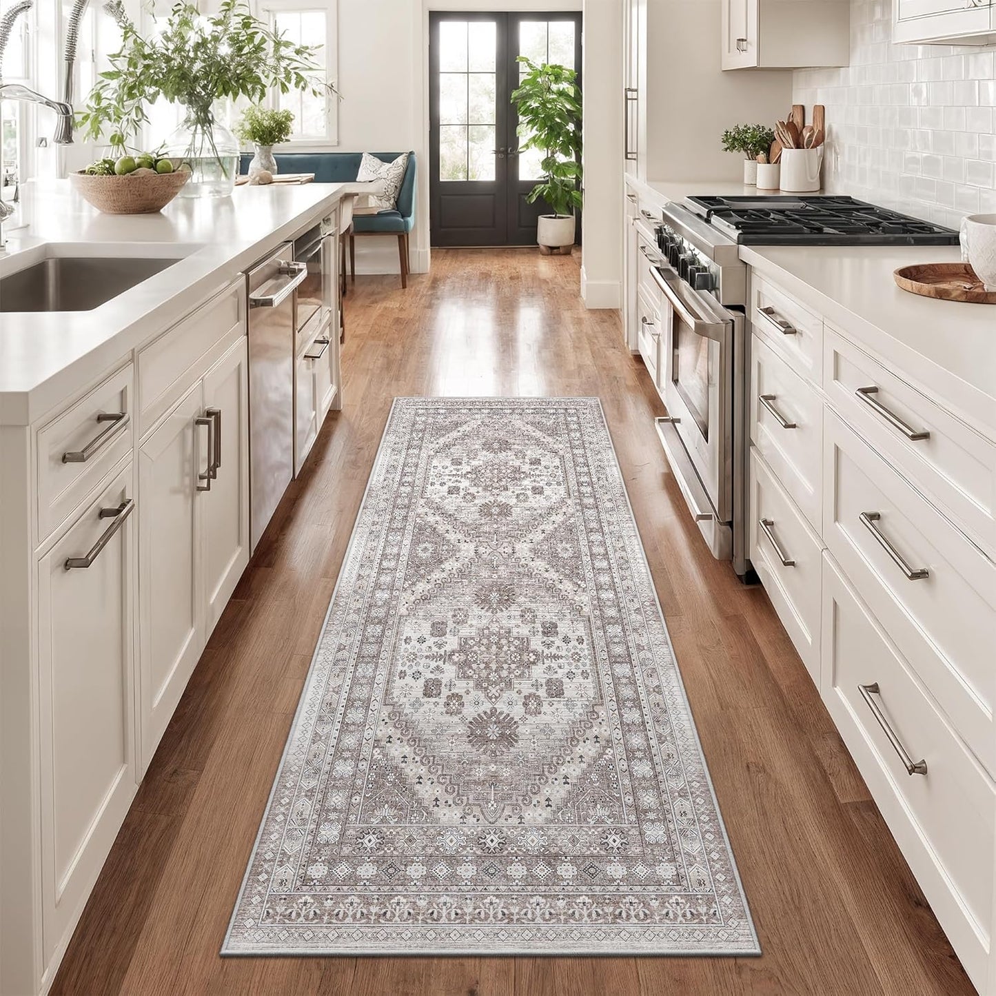 zesthome 2x6 Runner Rug for Hallways, Machine Washable Rug, Non Slip Vintage Low Pile Runners, Stain Resistant Runners for Entryway, Kitchen, Bathroom, Laundry Room, Corridor