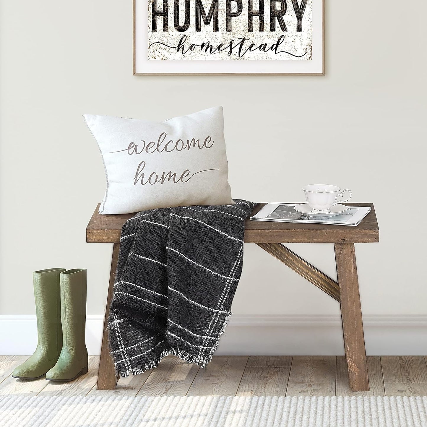 Sawmill Wood Bench, 30" Farmhouse Entryway Bench for Living Dining Room, Rustic Entry Way Benches Seat, Solid Wood, Handcraft Finshed, Natural