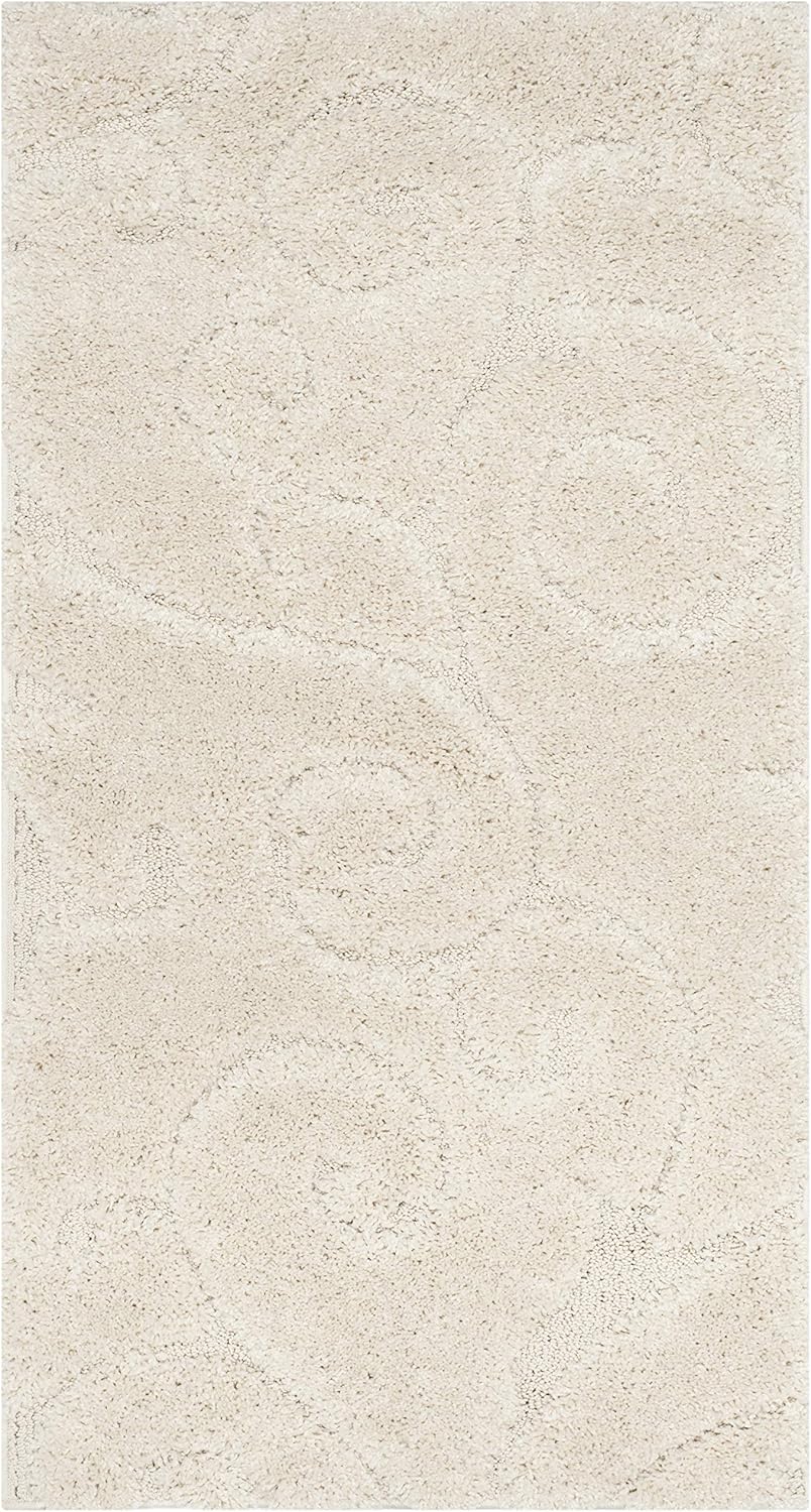 SAFAVIEH Florida Shag Collection Accent Rug - 2'3" x 4', Creme & Creme, Scroll, Non-Shedding & Easy Care, 1.2-inch Thick Ideal for High Traffic Areas in Entryway, Living Room, Bedroom (SG455-1111)