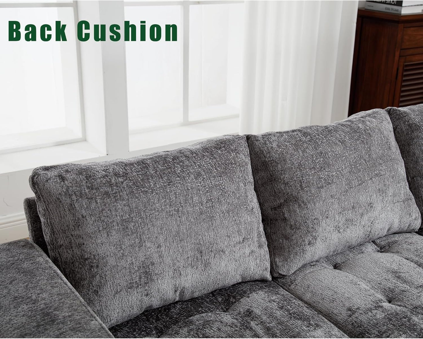 Ball & Cast 104.5" L Shaped Sectional Couch with Storage Ottoman, Chenille Upholstered 5 Seat Modular Sofa with Reversible Chaise for Living Room, Easy Assembly, Gray