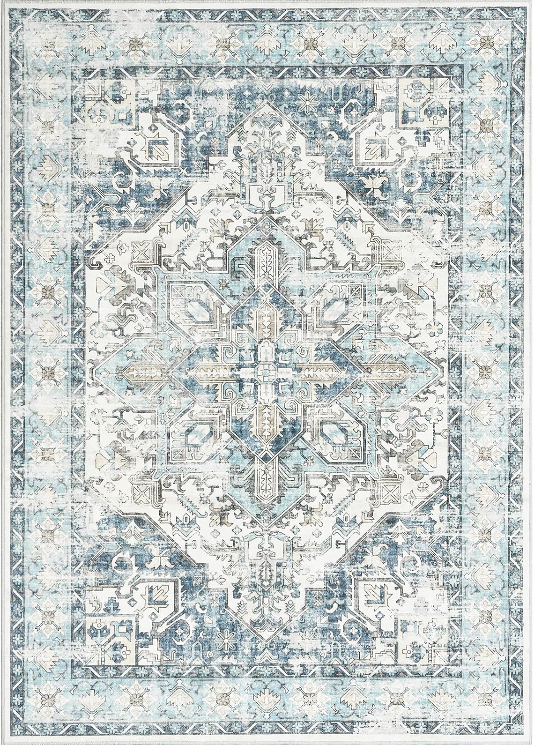 zesthome 9x12 Area Rugs-Washable Rug for Living Room, Non-Slip Backing Rugs, Stain Resistant 9x12 Rug for Bedroom, Ultra-Thin Low Pile Rugs, Vintage Large Home Decor