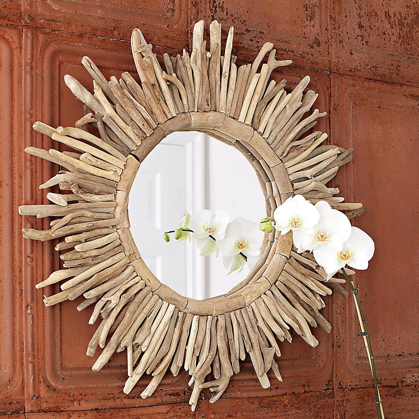 Creative Co-Op Driftwood Sunburst Mirror