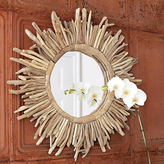 Creative Co-Op Driftwood Sunburst Mirror