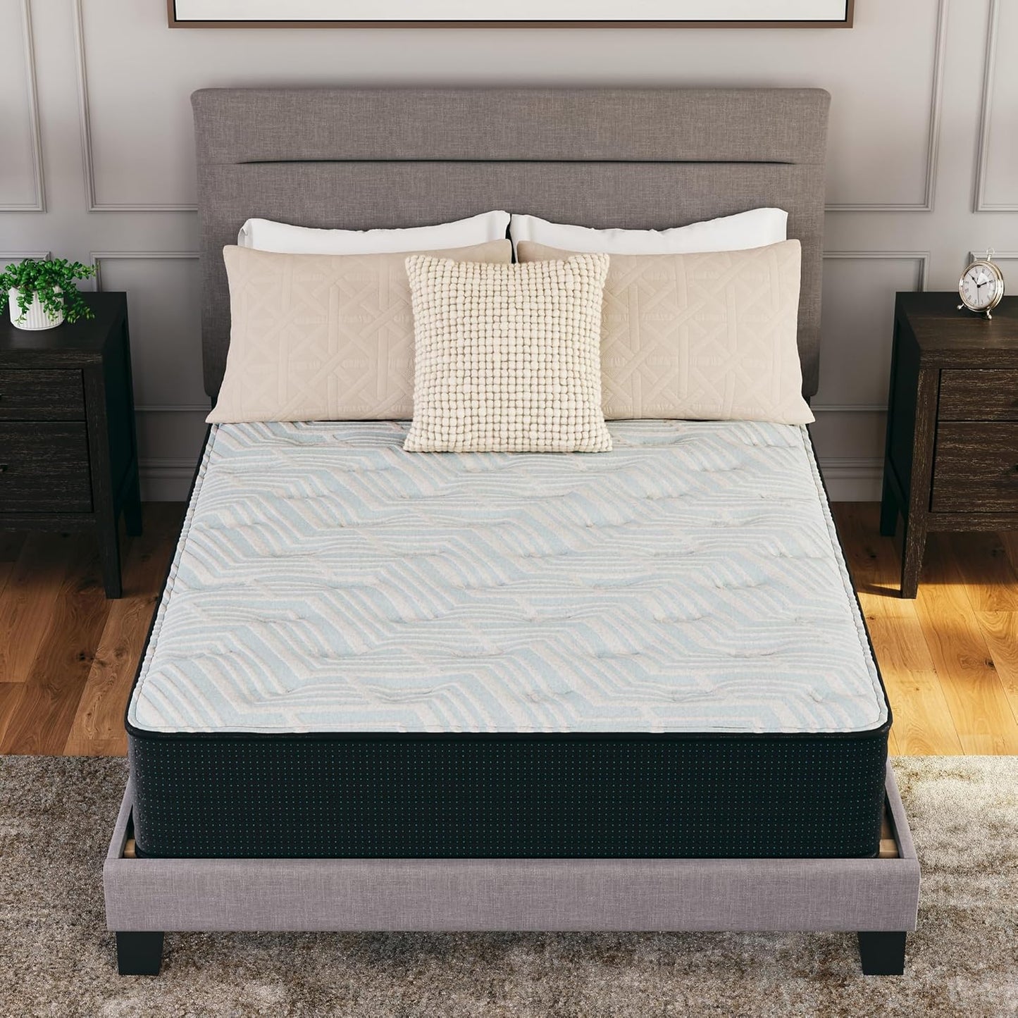 Signature Design by Ashley Full Size Comfort Plus 10 Inch Hybrid Mattress with Lumbar Support Gel Memory Foam, Fiberglass Free, Mattress In A Box