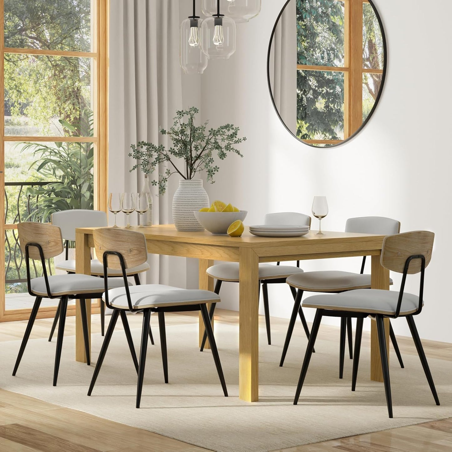 SIMPLIHOME Wilson Dining Table, Solid Wood Oak Veneer, 60 x 36 inches, Transitional-Style Rectangular Kitchen Table for up to 6 People