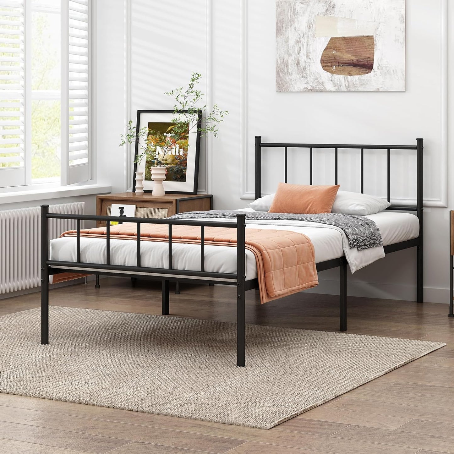 Twin XL Bed Frame-Classic Metal Platform Bed Frame,Mattress Foundation with Steel Slat Support,Under Foundation Storage,No Box Spring Needed, Easy Assembly,Twin XL Size