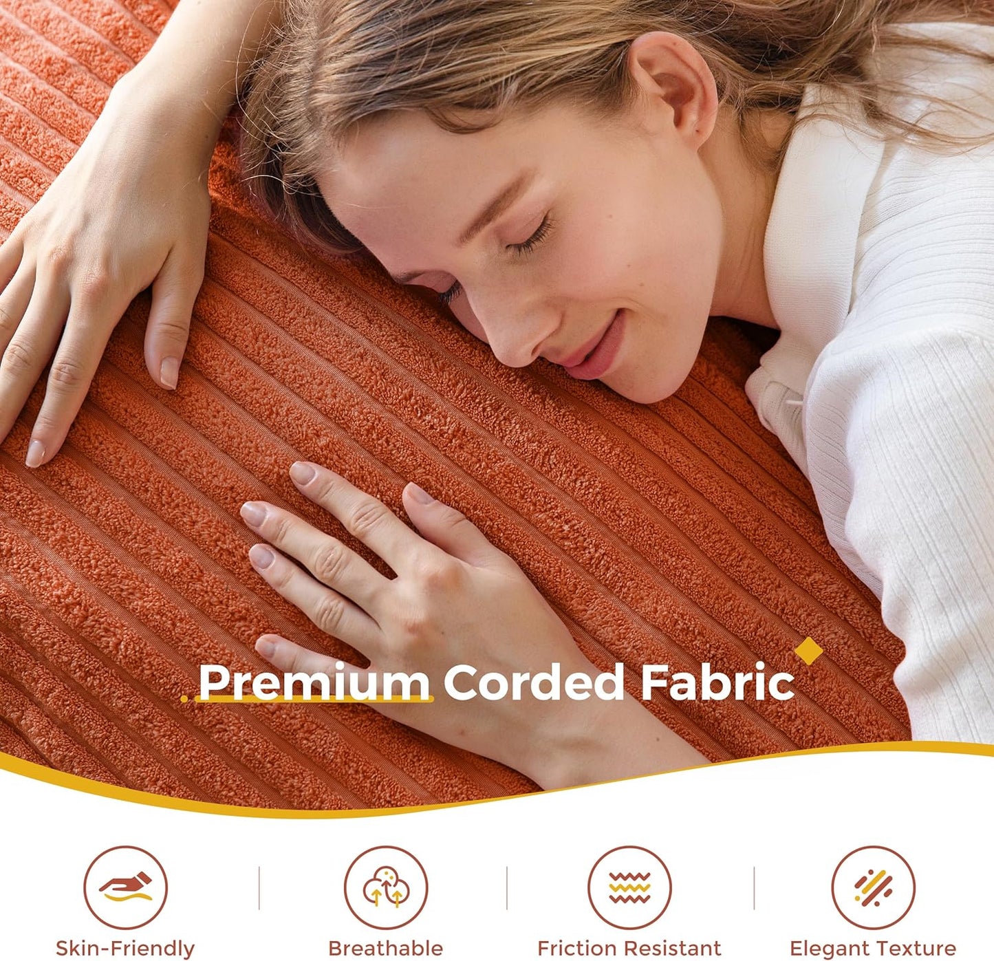 MAXYOYO Giant Bean Bag Chair with Pillow, 3 in 1 Convertible Bean Bag Chair for Adults with Washable Cover, Removable Floor Cushion Stuffed Floor Lounger for Living Room Bedroom, Orange, Full