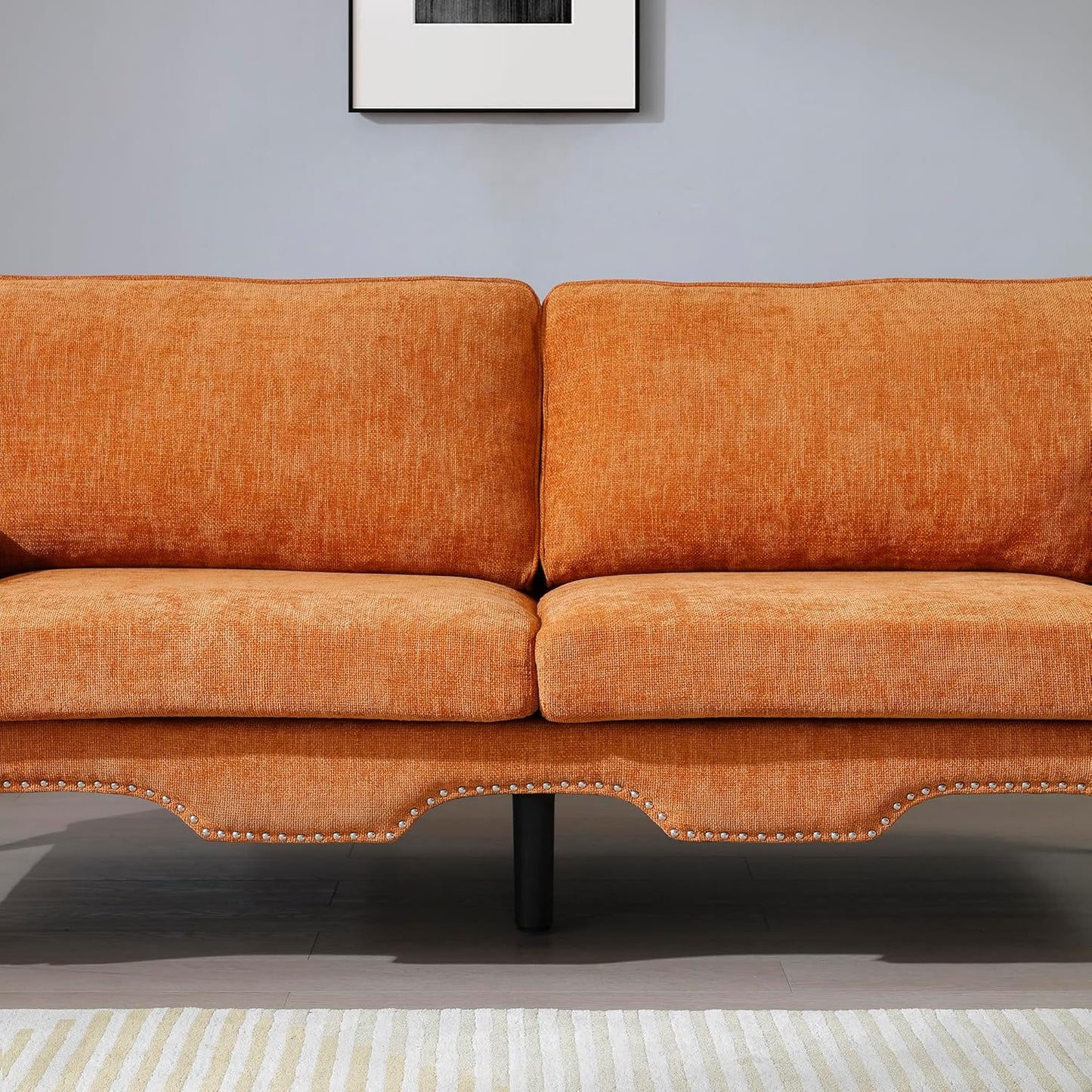 2 Piece Sectional Sofa Set, 2+3 Seat Convertible Couch with Movable Pillows, Upholstered Couches for Living Room, Orange