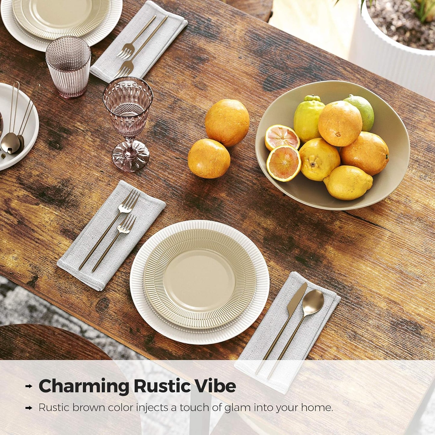 VASAGLE Bar Table with Sturdy Metal Frame, Easy Assembly, Industrial Design, 23.6 x 42.9 x 39.4 inches, Rustic Brown