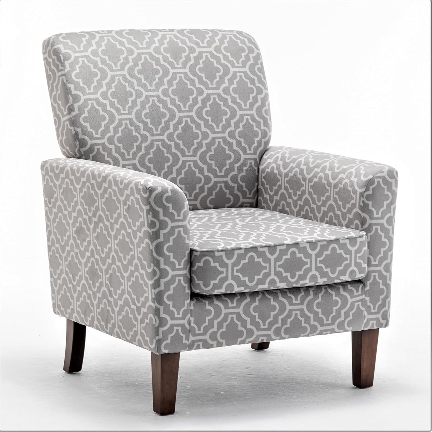 Container Furniture Direct Contemporary Accent Arm Chair with Birch Wood Frame and Velvet Upholstery, Armchair for Office and Living Room Decor, Removable Cushions, 03 Printed Fabric