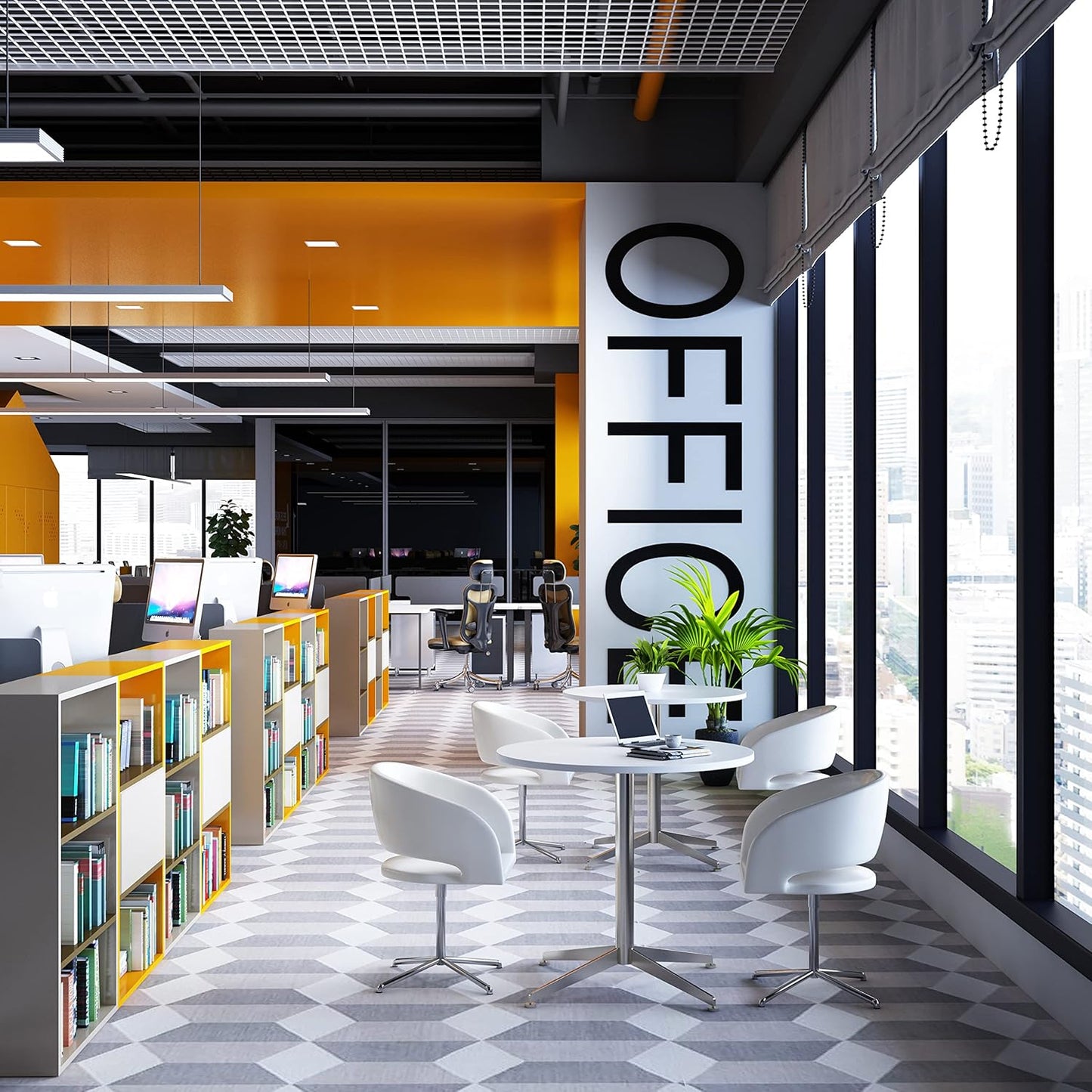 White Dining Table Round Small Office Table Conference Table Coffee Meeting Table w/Stainless Steel X-Shaped Pedestal for Office Boardroom Kitchen Living Room 31.5 inch