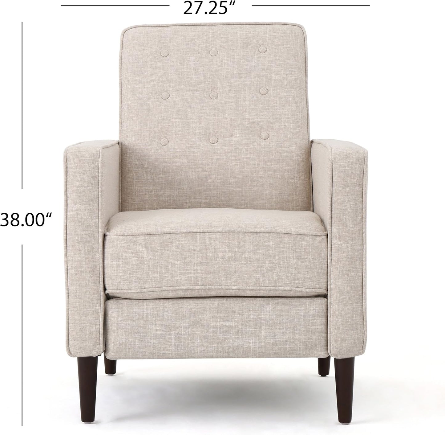 GDFStudio Marston Mid Century Modern Fabric Recliner (Set of 2) (Cream)