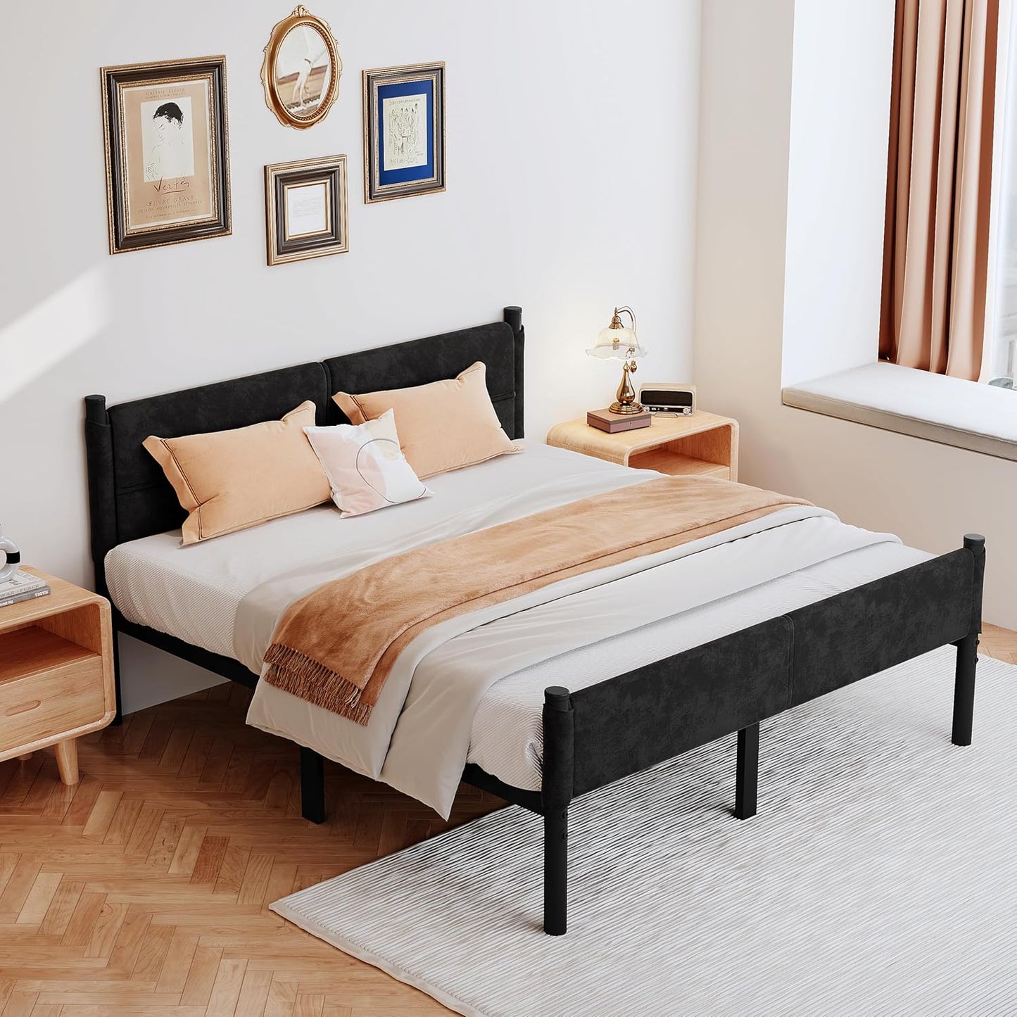 Metal Bed Frame,14Inch Full Size Bed Frame with Storage Space,Heavy Duty Sturdy Mattress Foundation,Easy Assembly,No Box Spring Needed,Full