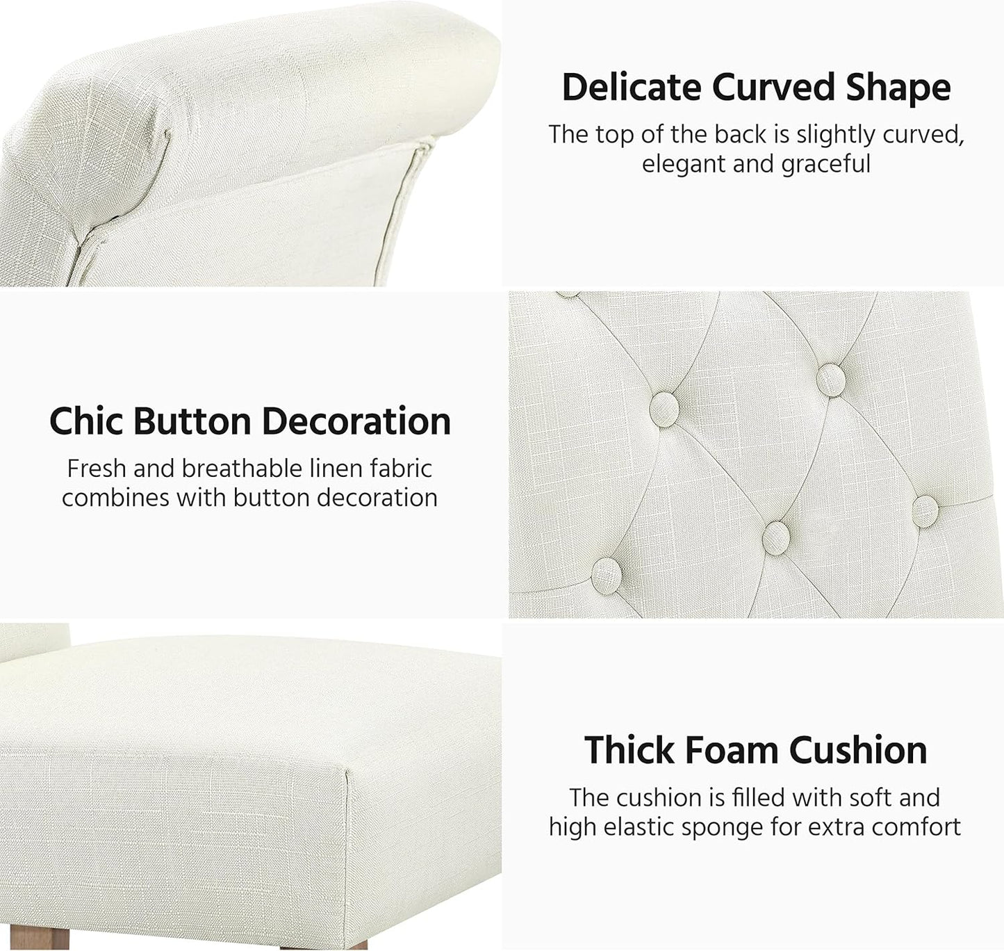 Yaheetech Dining Chairs Set of 4 Fabric Upholstered Dining Room Chairs with Button Tufted High Back and Solid Wood Legs for Kitchen/Living Room/Restaurant, Modern Style, Beige