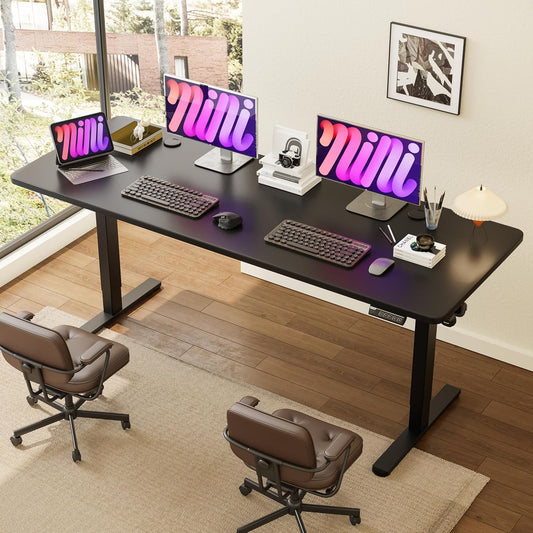 Monomi Electric Standing Desk, 79 x 31.5 inches Height Adjustable, Ergonomic Home Office Sit Stand Up Desk with Memory Preset Controller (Black Top/Black Frame)