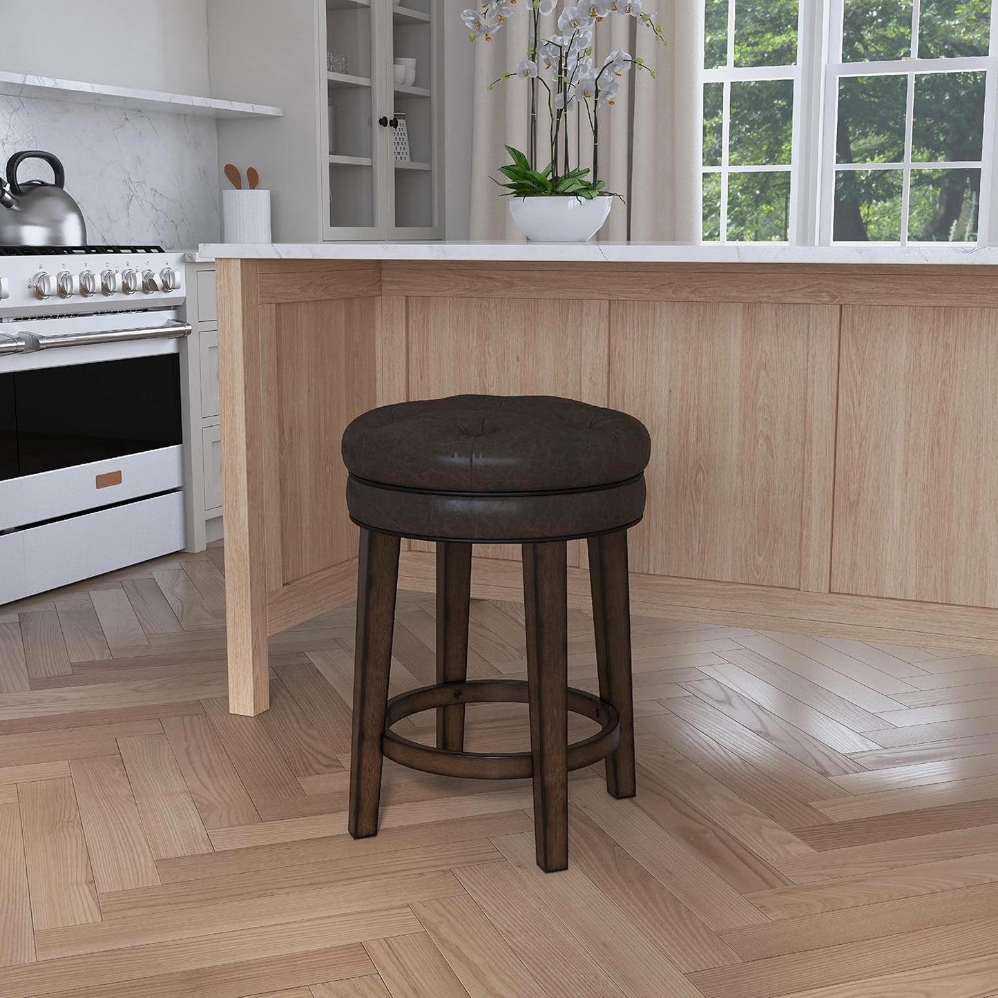 Hillsdale Krauss Backless Swivel Counter Height Stool, Dark Brown