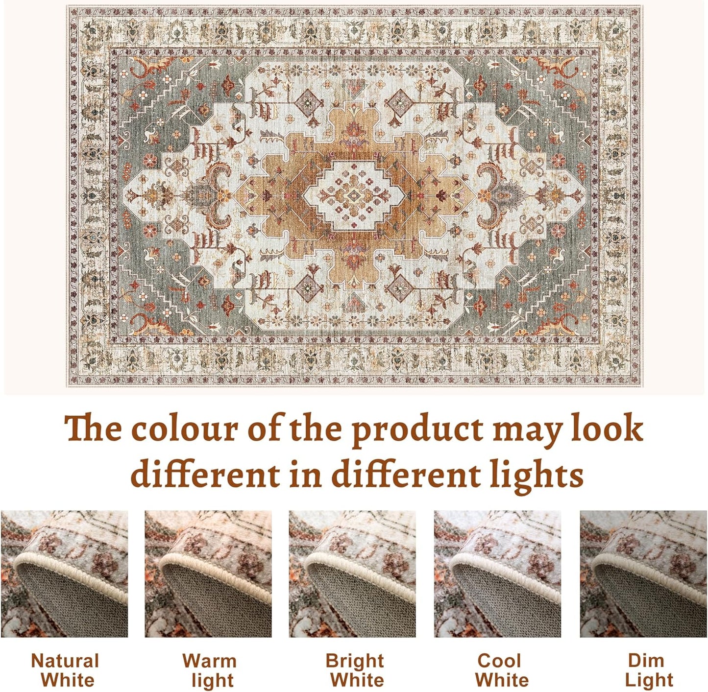 Tangsoo 2x5 Washable Runner Rug for Hallways, Non Slip Vintage Rugs, Soft Low Pile Long Rug Runner, Print Distressed Turmeric Carpet Runners for Kitchen Bedroom Entryway Bathroom Living Room