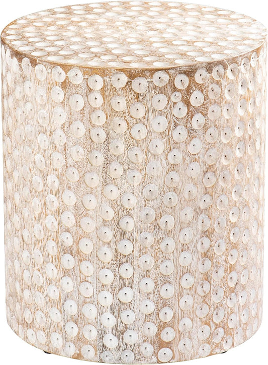 SEI Furniture Campti Round Accent Table, White