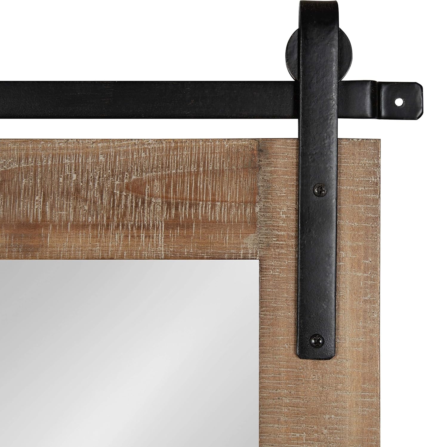 Kate and Laurel Cates Farmhouse Wood Framed Wall Mirror, 18 x 50, Rustic Brown, Barn Door-Inspired Rustic Mirrors for Wall