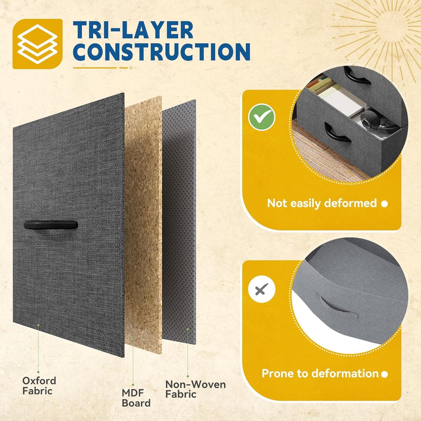 DWVO Dresser with 5 Drawers - Fabric Storage Tower, Black Dresser & Chest of Drawers, Organizer Unit for Bedroom