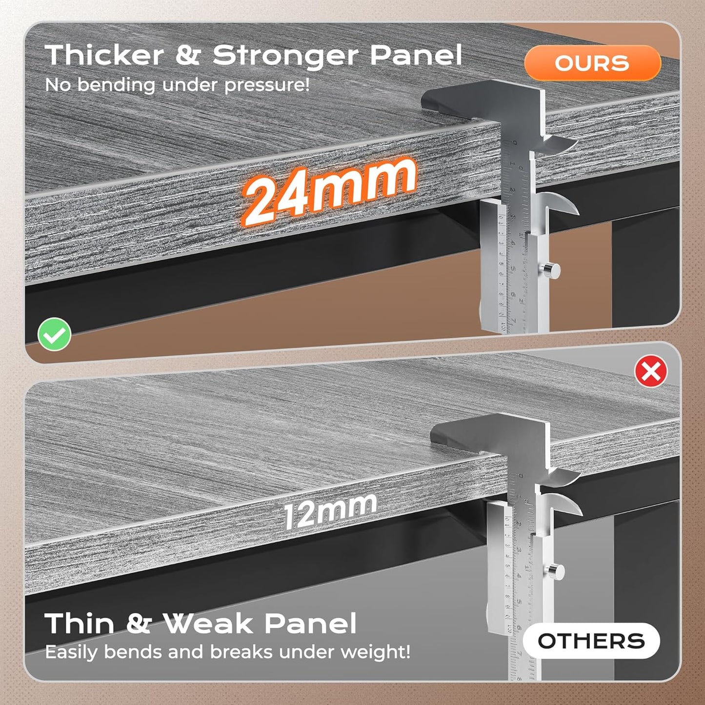 Huuger 63 Inch L Shaped Desk with Power Outlets and USB-C Port, Reversible Computer Desk, Larger Office Corner Gaming Desk, 0.95 Inch Thicker Desktop, Metal Frame, for Home Office, Study, Grey