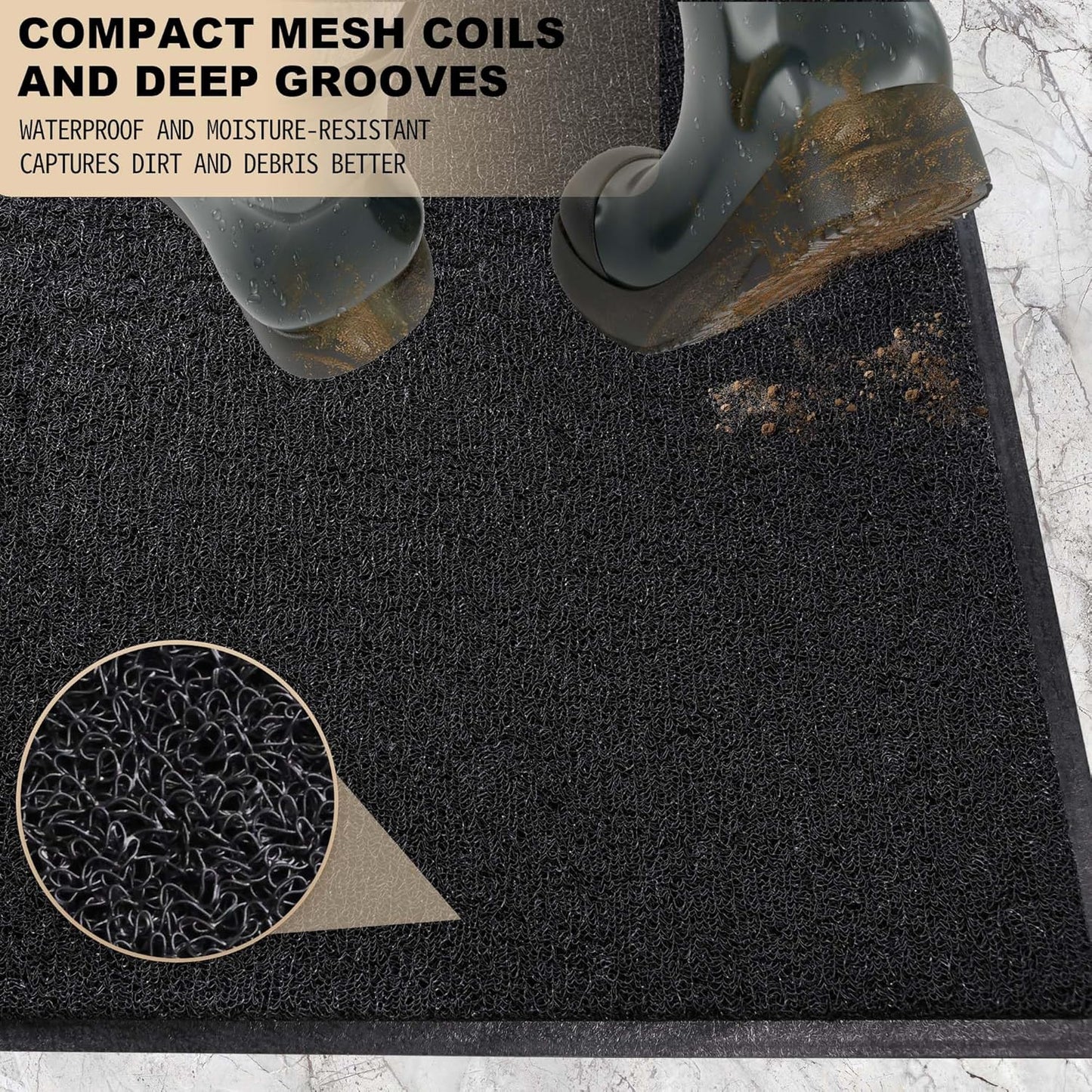 Amyracel Front Door Mat Indoor Outdoor Entrance, 36" x 72" All-Season Waterproof Heavy Duty Doormat for Outside Entry, Stain and Fade Resistant, Low Profile, Easy Clean Patio Entryway Mat