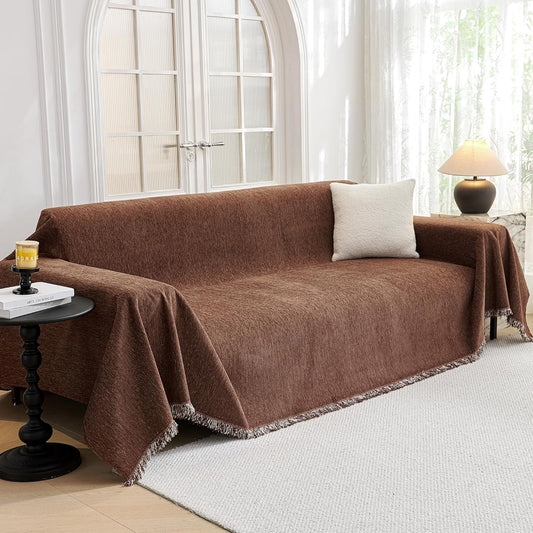 MYSKY HOME Couch Cover for Dogs Washable Couch Covers for 3 Cushion Couch Sofa Super Soft Sofa Slipcover Non Slip Sofa Cover, Chenille Sofa Covers for Dogs, Furniture Protector, 71"x150", Chocolate