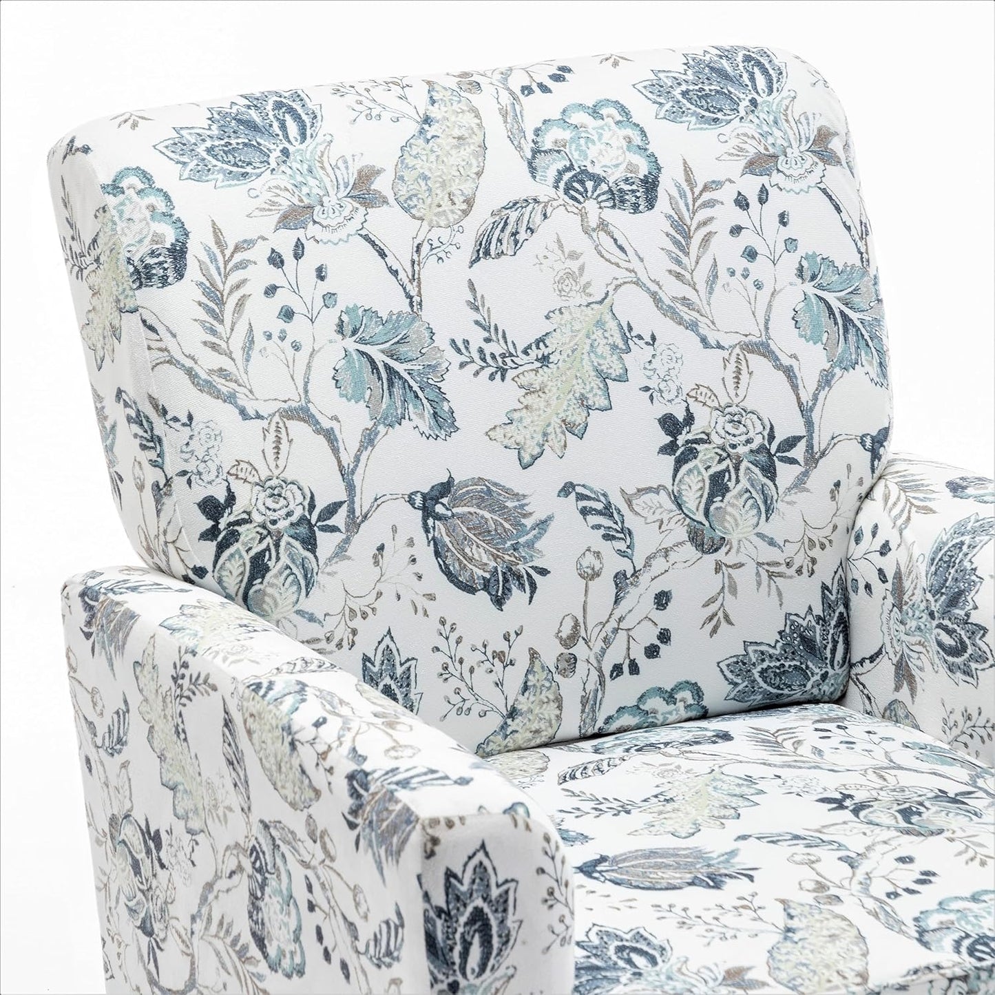 Container Furniture Direct Contemporary Accent Arm Chair with Birch Wood Frame and Velvet Upholstery, Armchair for Office and Living Room Decor, Removable Cushions, 07 Printed Fabric