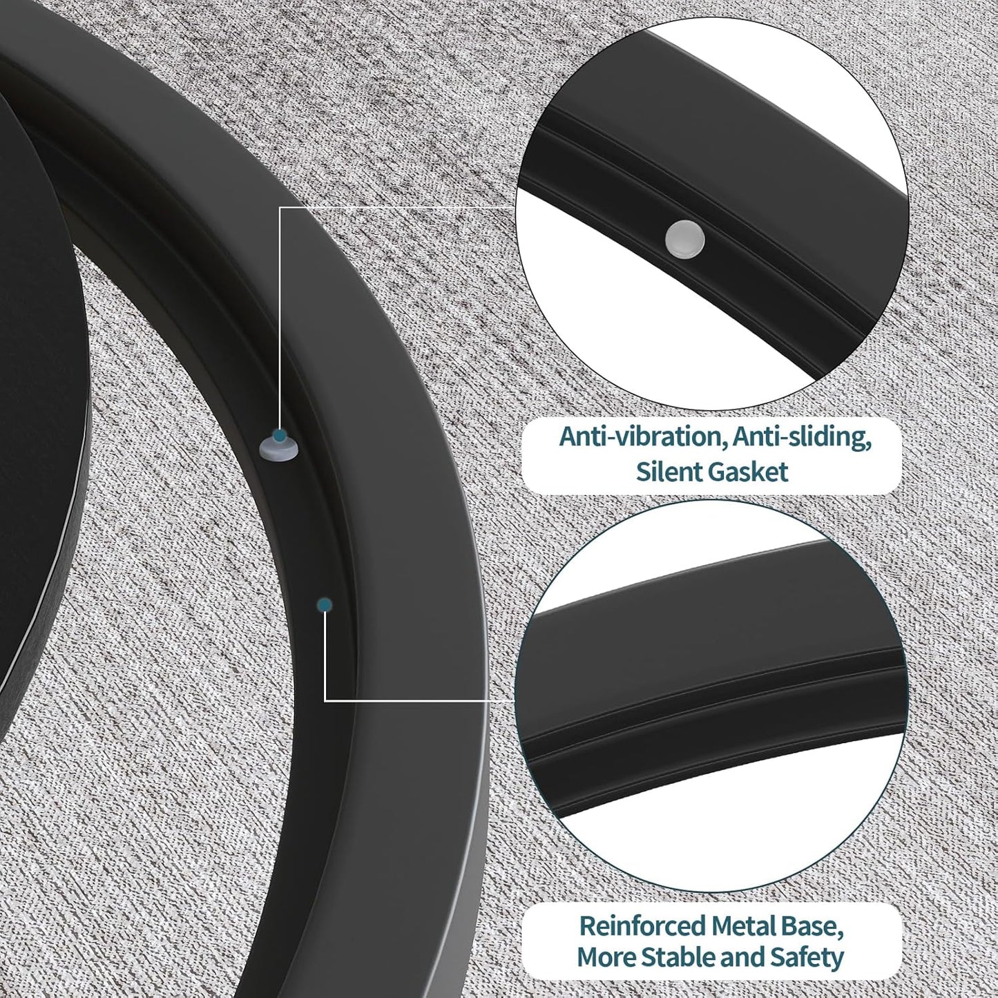 SAYGOER Black Glass Coffee Table Small Round Coffee Tables 27.6In Modern Tempered Glass-Top Accent Center Table for Living Room Home Office Small Space Easy Assembly