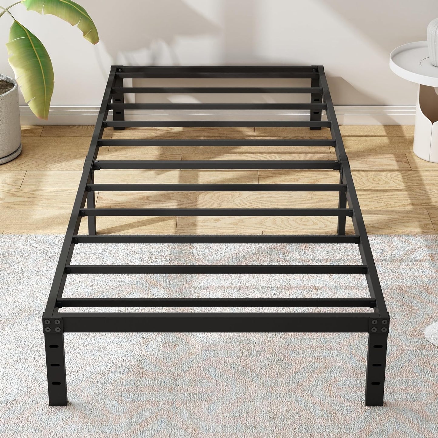 12 Inch Twin Bed Frames, Heavy Duty Metal Bed Frame Twin Size, No Box Spring Needed, Easy Assembly, Noise-Free, Black