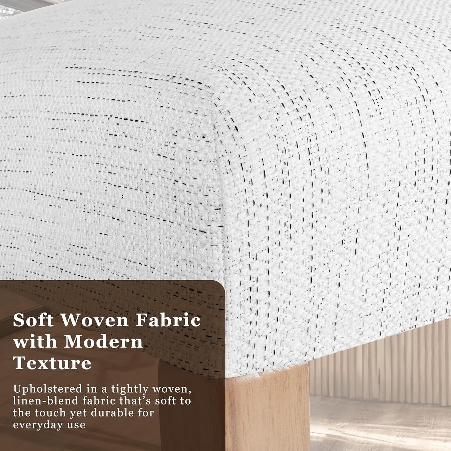 HomePop 24" Open Back Counter Stool Home Décor|Fabric Chairs for Dining Room, Kitchen and Living Room - Stain Resistant White Woven(Single Pack)