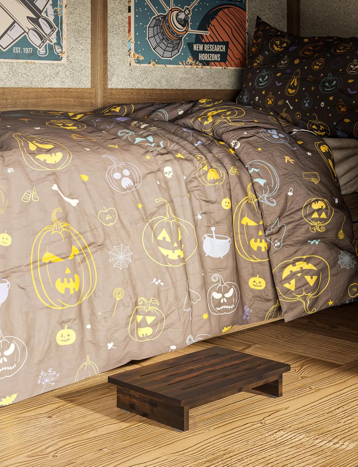 HOLANA 3.5" One Step Stool for Adults - Step Stools for Bed - Indoor/Outdoor - 200 lbs Safety Stepping Stool Bathroom for Handicap, Elderly, Seniors, Kid, Bathtub, High Beds, Kitchen (Walnut)