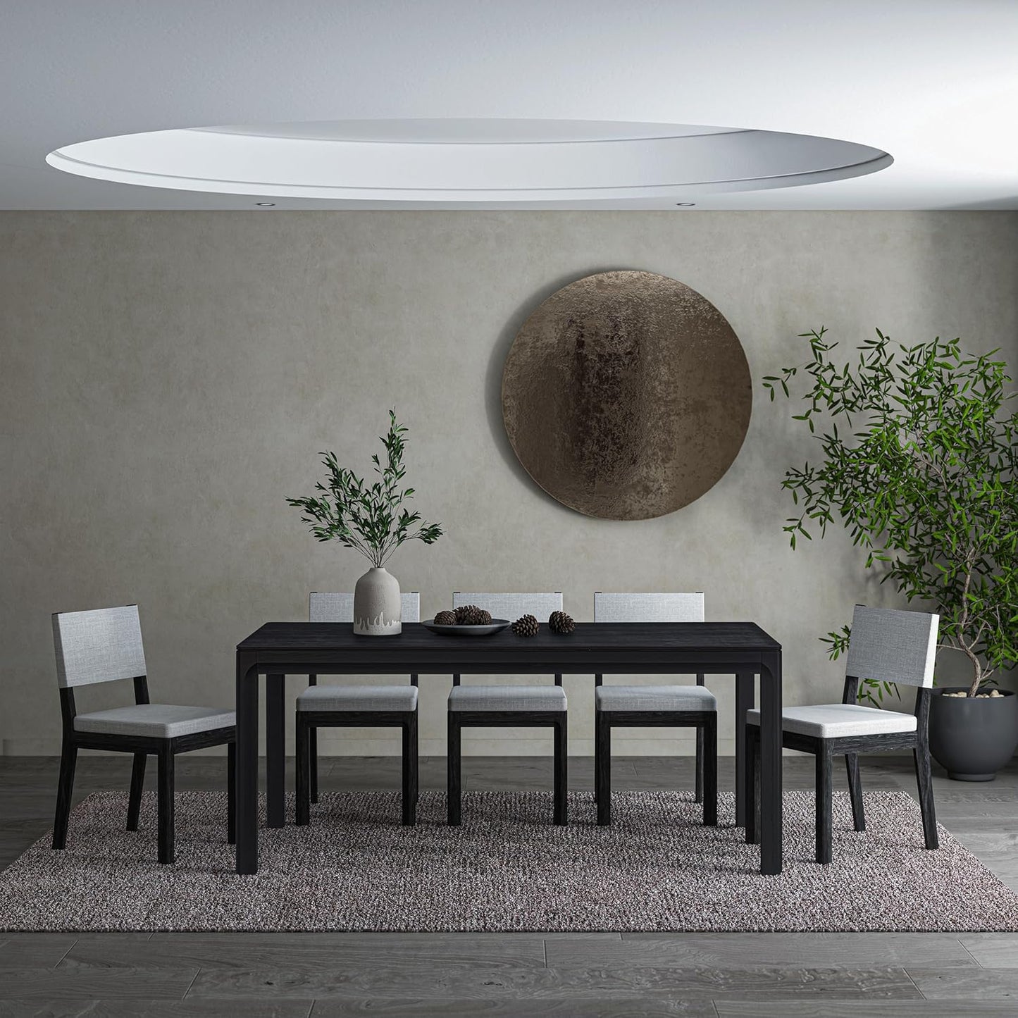 NTC Flow 71 Inch Modern Design, Rectangular Dinner Table for Dining Room, Living Room Furniture, Effortless Assembly, Burnt Black