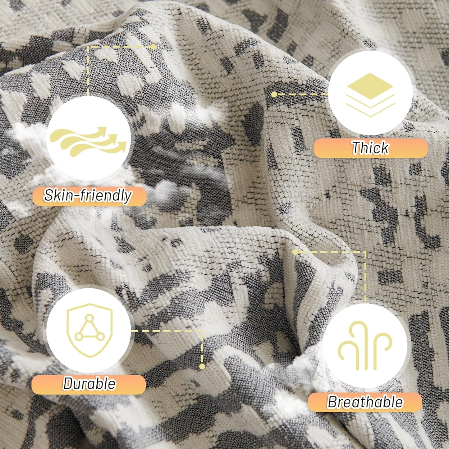 MYSKY HOME Boho Sofa Covers, Couch Covers for 2 Cushion Couch Sofa, Chenille L Shape Sectional Couch Cover, Machine Washable, Sofa Protector for Dog, Kid, 71"x118", Light Grey Artistic Gradient