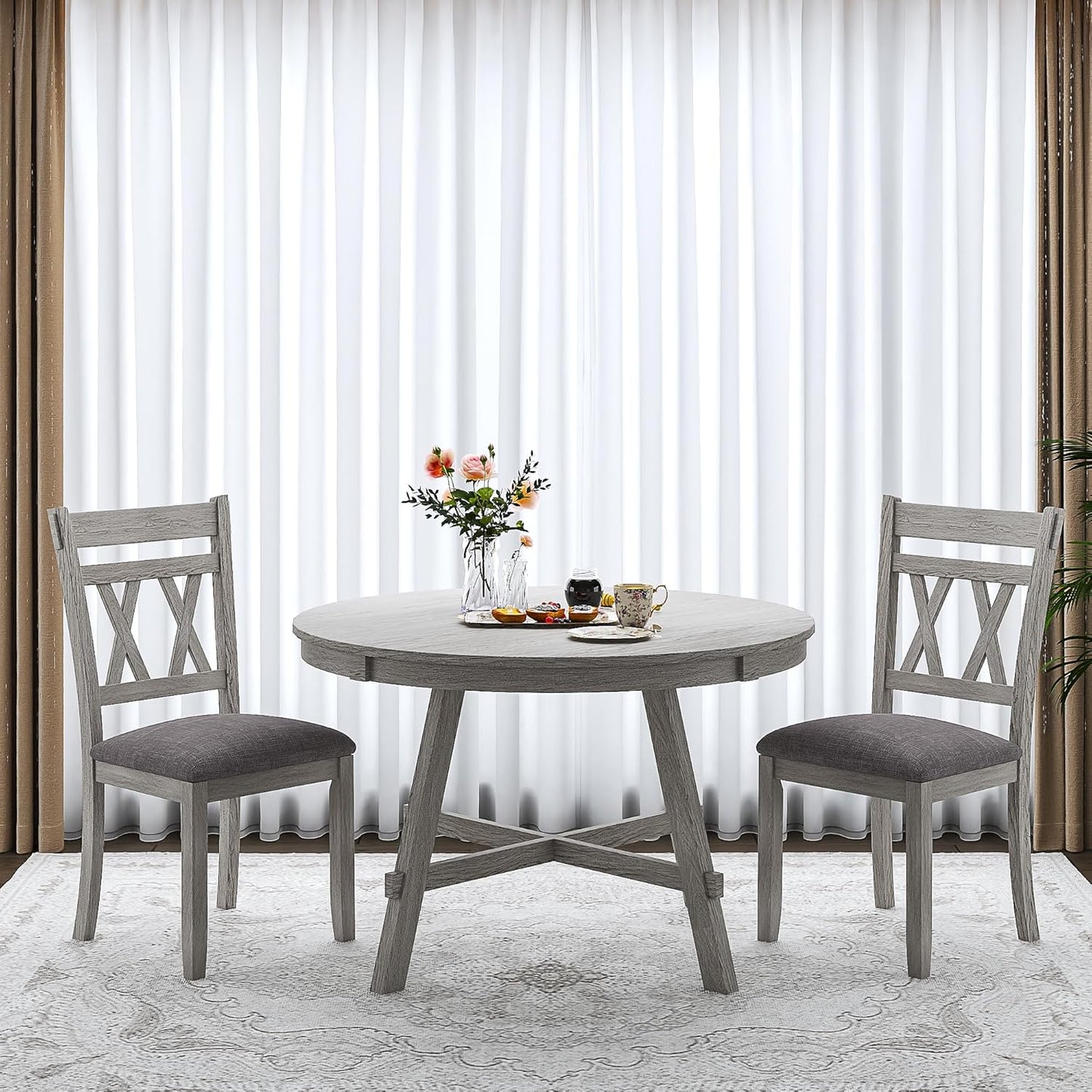 Solid Wood Dining Chair, Part of Dining Table Set, Mix and Match Table, Chair Sold Separately for Dining Room, Kitchen, Grey