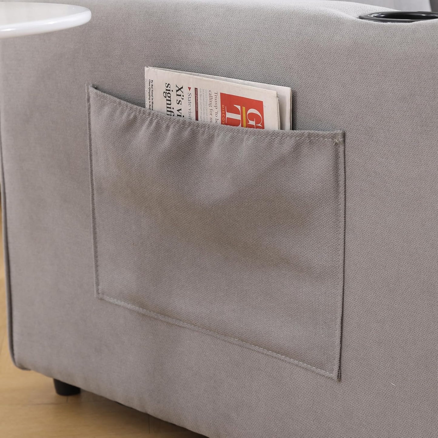 ERYE Modern Upholstered Loveseat Sofa Foldable Convertible Floor Sofabed W/Cupholders and Pockets, 3 Fold Tufted Futon Lounge Sofa with Pull Out Sleeper Couch Bed for Living Room Bedroom Studio