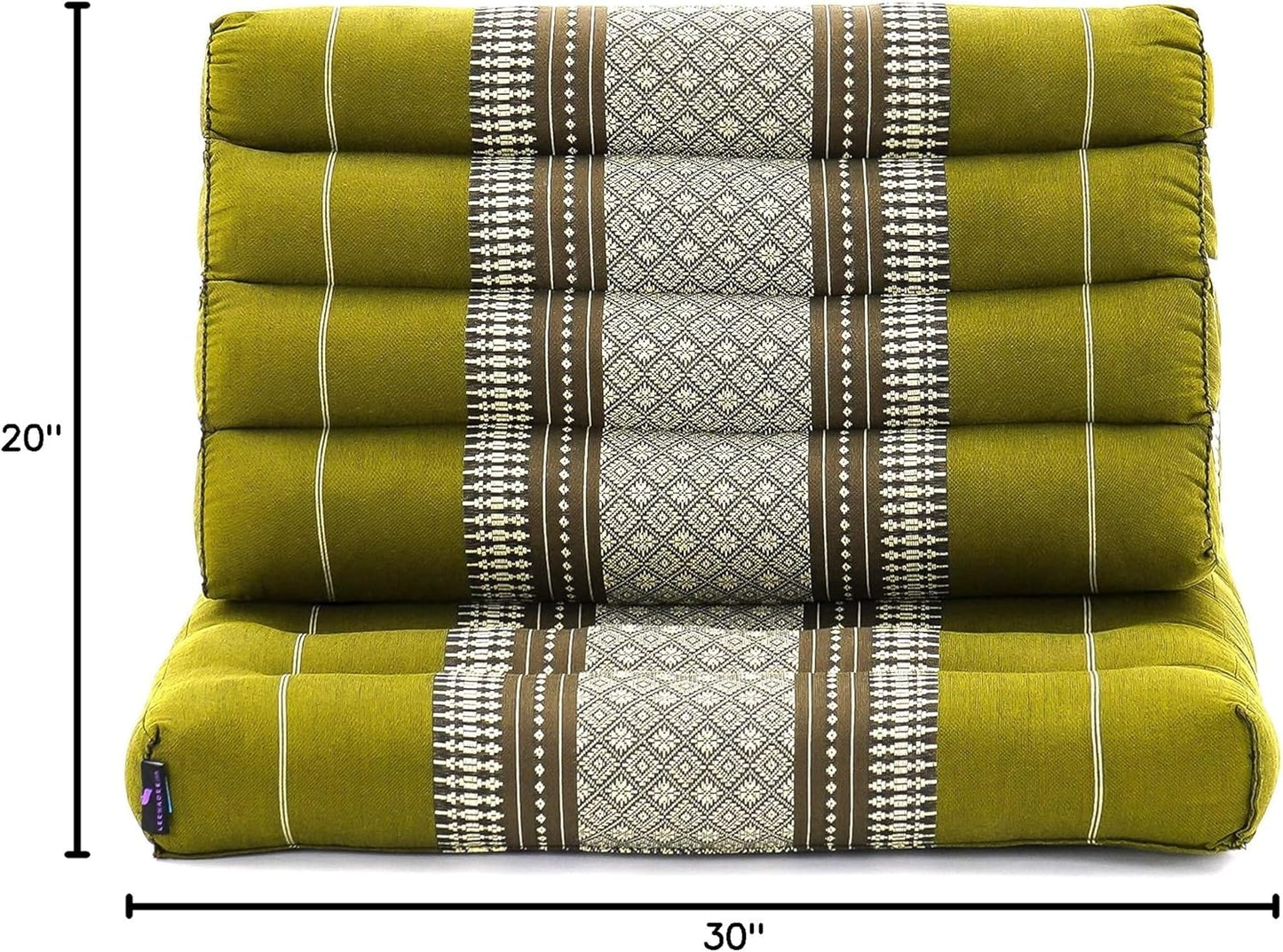 Leewadee 1-Fold Mat with Triangle Cushion – Comfortable TV Pillow, Foldable Mattress with Cushion Made of Kapok, 30 x 20 inches, Green