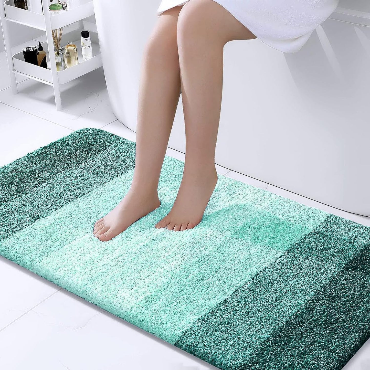 OLANLY Bathroom Runner Rugs 44x24, Extra Soft Absorbent Microfiber Bath Rugs, Rubber Backing, Quick Dry, Washable Bath Mats for Bathroom Floor, Tub and Shower, Home Decor Accessories, Blackish Green