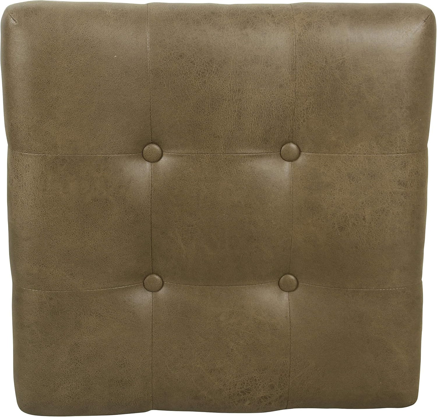 HomePop Home Decor | Modern Tufted Faux Leather Square Ottoman with Metal X Base | Ottoman for Living Room & Bedroom | Decorative Home Furniture, Light Brown Faux Leather