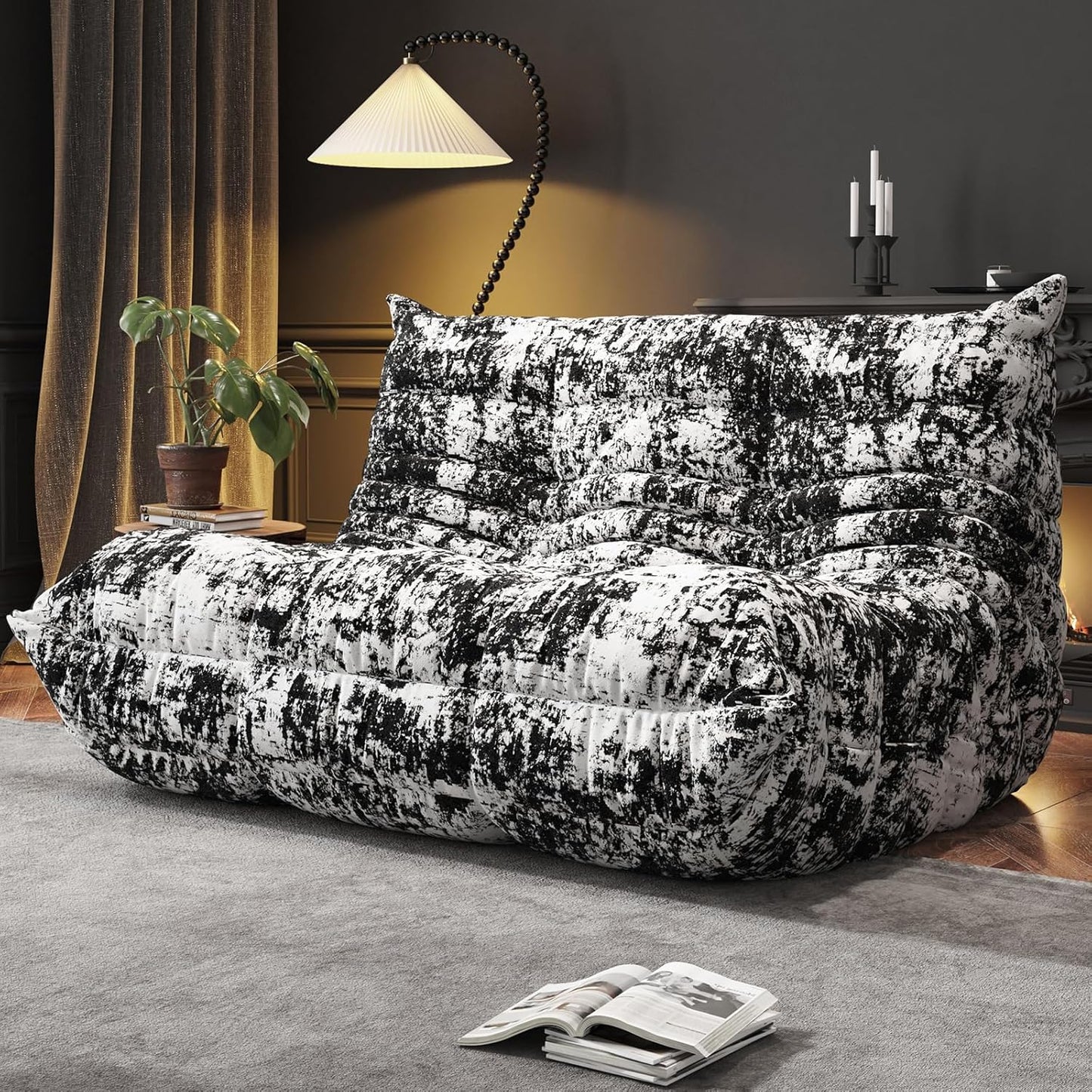 Bean Bag Chairs for Adults, Memory Foam Couch Loveseat Sofa Chair, Soft Teddy Material Cozy Comfy Reading Nook Chairs, Floor Chair for Living Room Bedroom Office