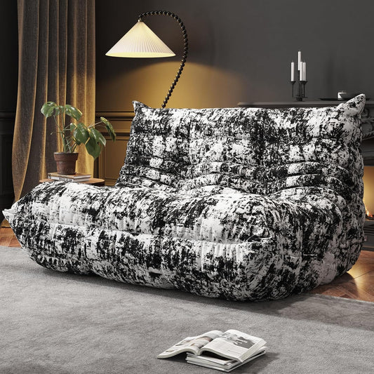 Bean Bag Chairs for Adults, Memory Foam Couch Loveseat Sofa Chair, Soft Teddy Material Cozy Comfy Reading Nook Chairs, Floor Chair for Living Room Bedroom Office