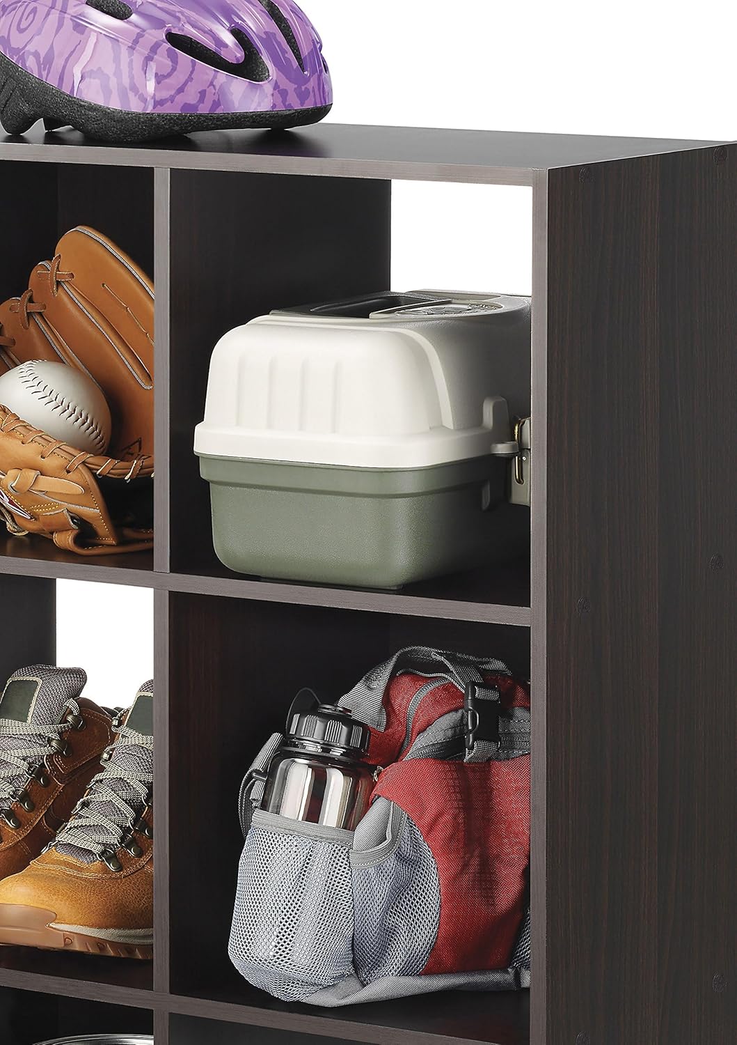 Whitmor 9 Cube Bookcase, 3 Tier Stackable MDF Bookself, Open Storage Display Organizer, Storage Cabinet for Living Room, Bedroom, Home, Office, 35.1" L x 11.7" W x 35.88" H, Black