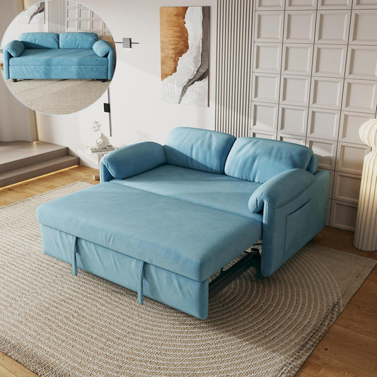 ERYE 3 in 1 Loveseat Sofa Convertible Sleeper Sofabed,Functional Recliner Daybed Love Seat Sofa&Couch W/Pull Out Couch Bed, Reclining Backrest and Pillows Armrests for Office Apartment RV Living Room