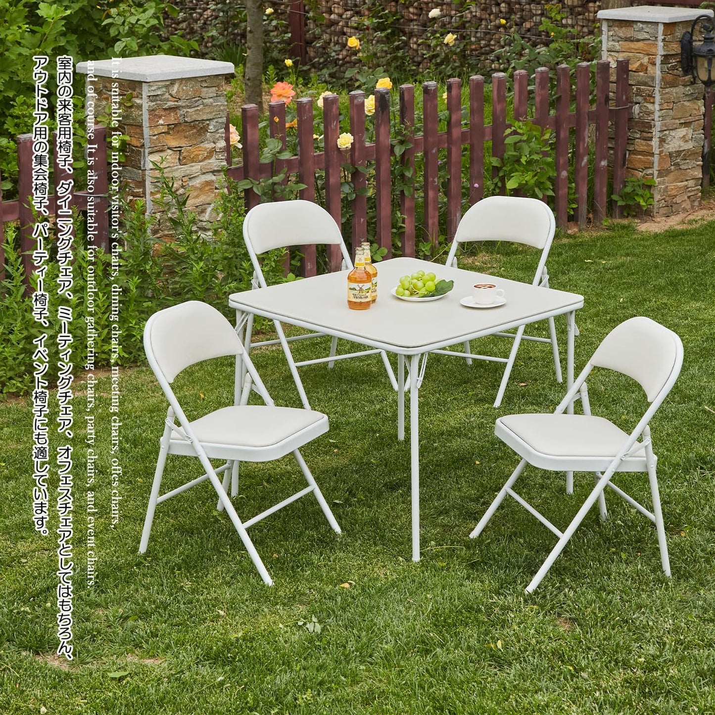 KAIHAOWIN 4-Pack Vinyl-Padded Folding Chair Metal Frame Heavy Duty Foldable Chair with Backrest&Padded Seats for Dining Meetings Wedding Events-White