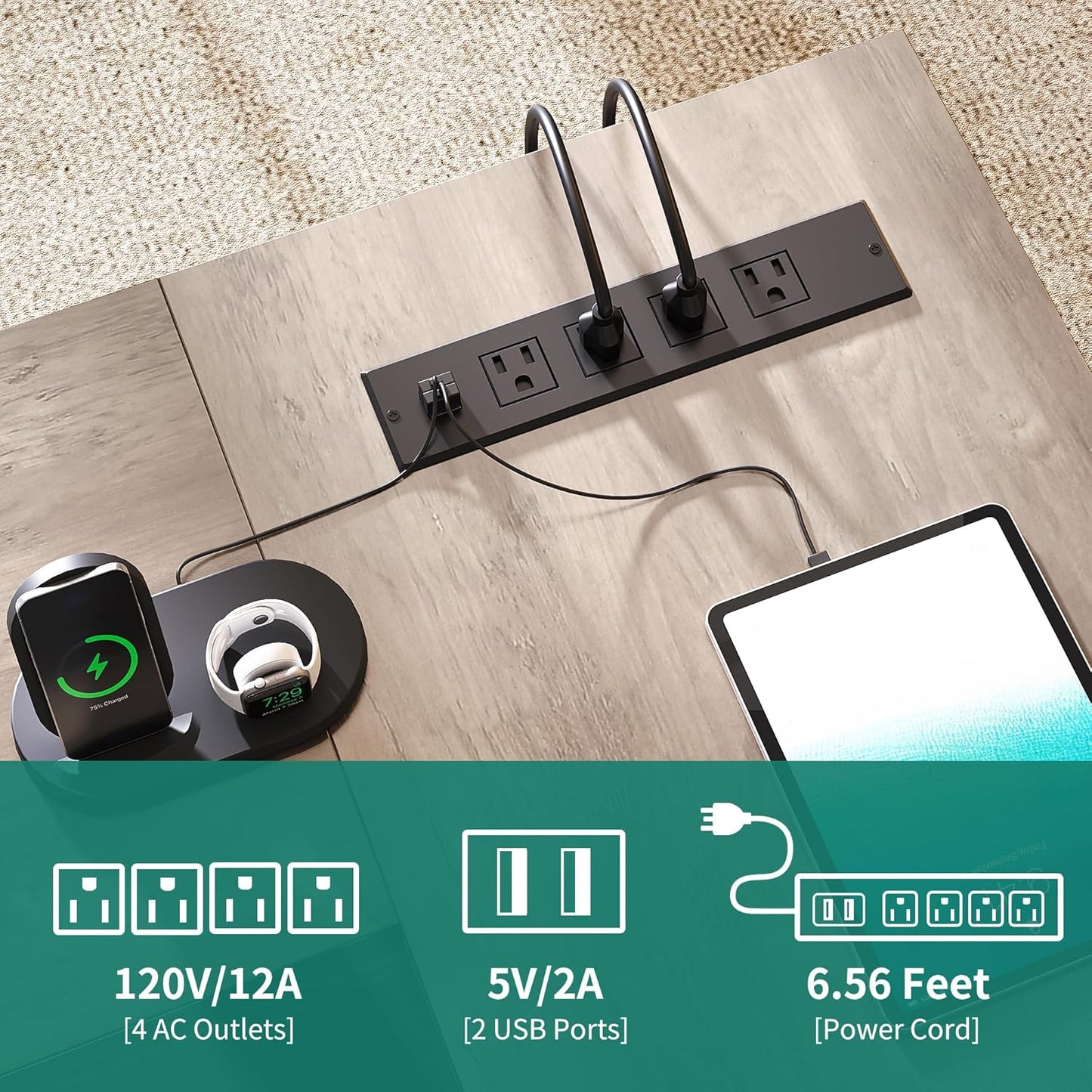 YITAHOME Executive Desk with Power Outlets, 71" L Shaped Desk with File Cabinet, Executive Desk with Drawers & Storage Shelves, Corner Office Desk with Bookshelf for Home Office, Grey & Black