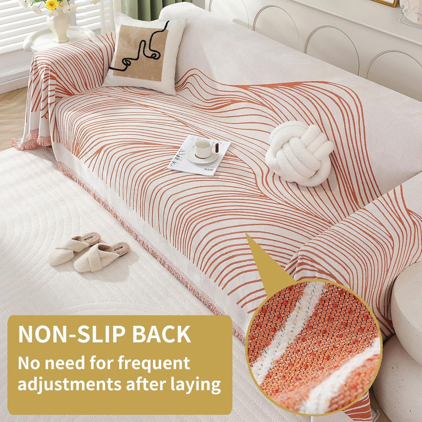 Non Slip Sofa Covers Couch Covers for 3 Cushion Couch Sofa Pet Friendly Washable Couch Covers for Sofa, Soft Thick Sectional Couch Covers L Shape Furniture Protector for Kids, Dogs 91" X134"